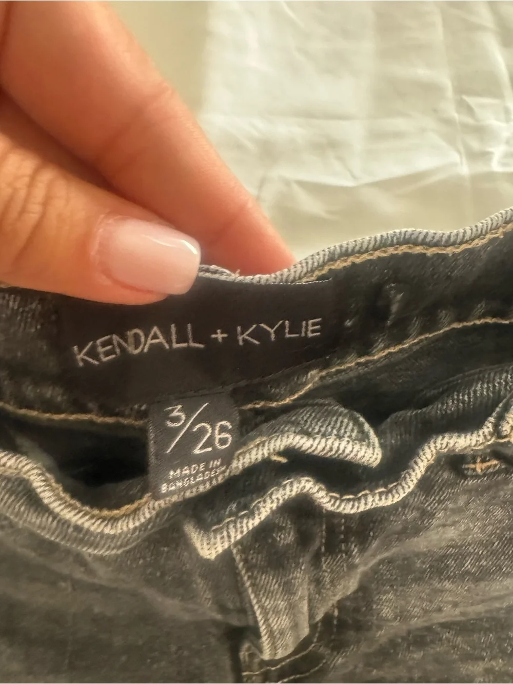Kendall & Kylie Washed Black Frayed Denim Shorts
